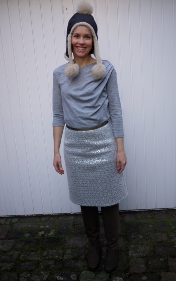 BurdaStyle 12/2012 skirt pattern in sequin wool fabric