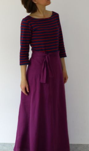 Coco top in organic interlock jersey and maxi Miette skirt in linen by Tilly and the Buttons